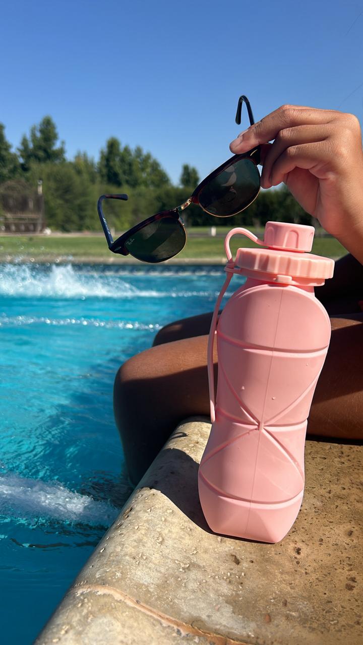 Botella De Agua Plegable Reutilizable De 600ml, Botella Plegable De Silicona Duradera A Prueba De Fugas